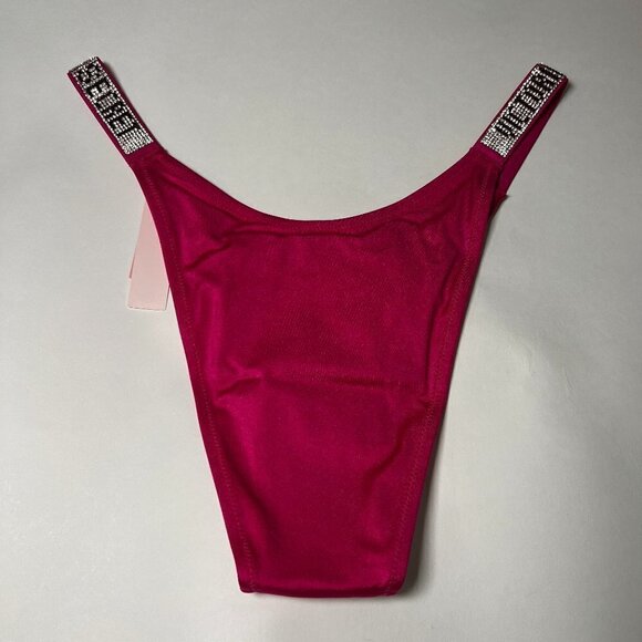 Victoria Secret 32B XS Bombshell Push Up Top Bikini Set LOGO Shine Strap Rose - Picture 12 of 14